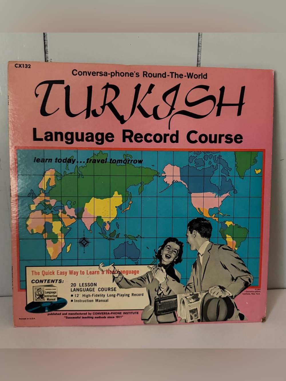 Vintage 1961 Turkish Language LP - Conversa-Phone Language Record Course CX 158